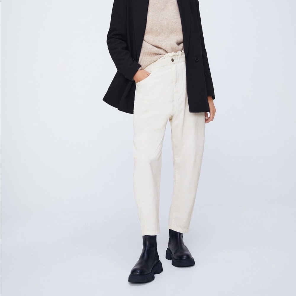 SOLD❤️Zara CORDUROY PAPERBAG BAGGY PANTS